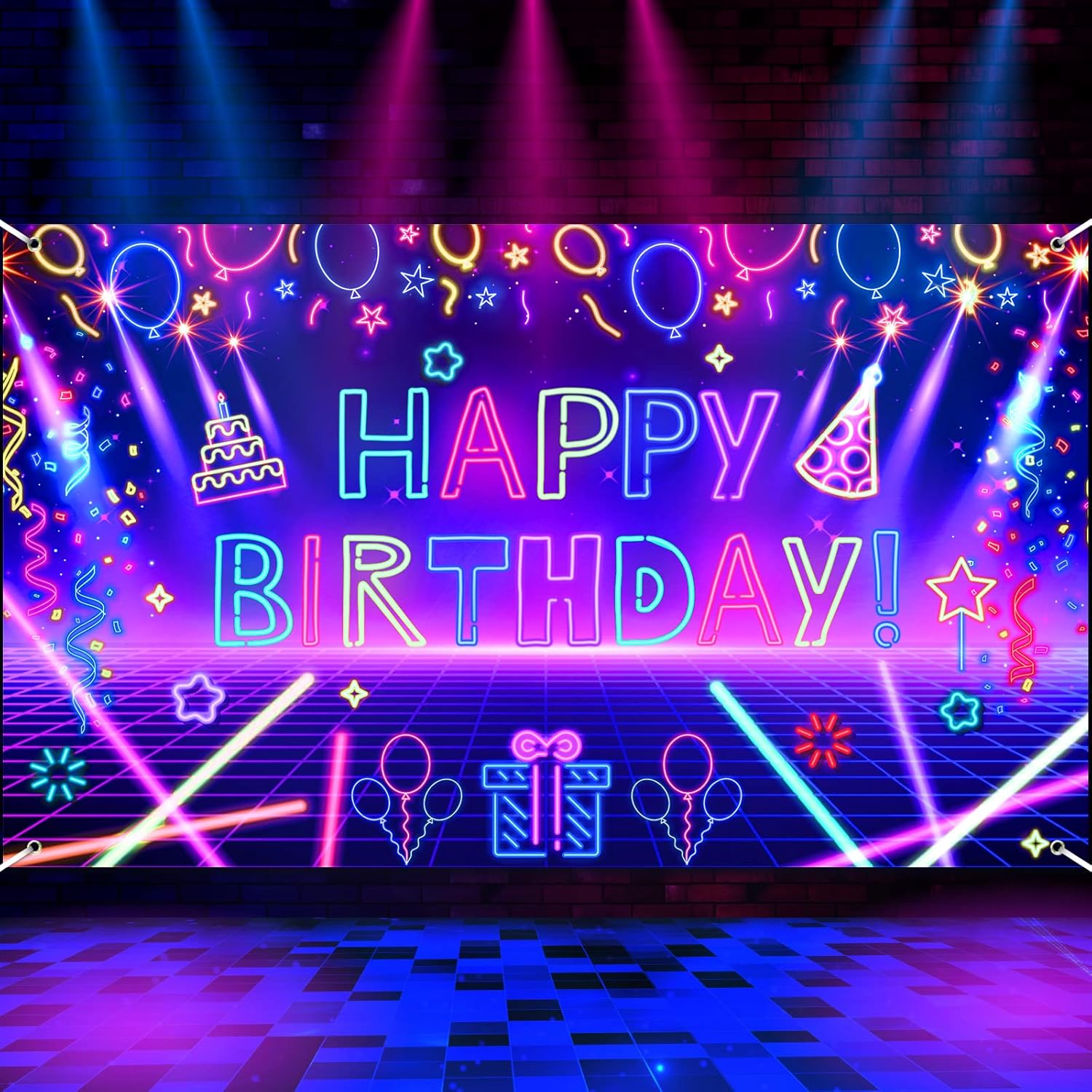 Let'S Party Event Supply - Fotografie Hintergrund Glow Neon Geburtstag Party
