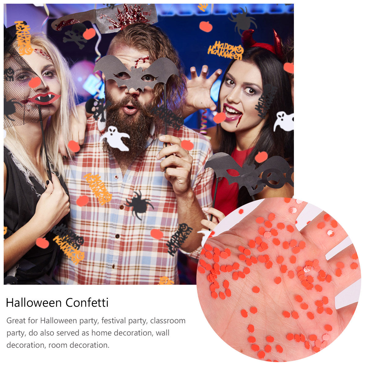 Papercraft Supply Confetti - 78g Gemischtes Halloween-Party-Papierkonfetti Kürbis-Totenkopf-Dekoration Tisch-Bastelzubehör Halloween-Konfetti