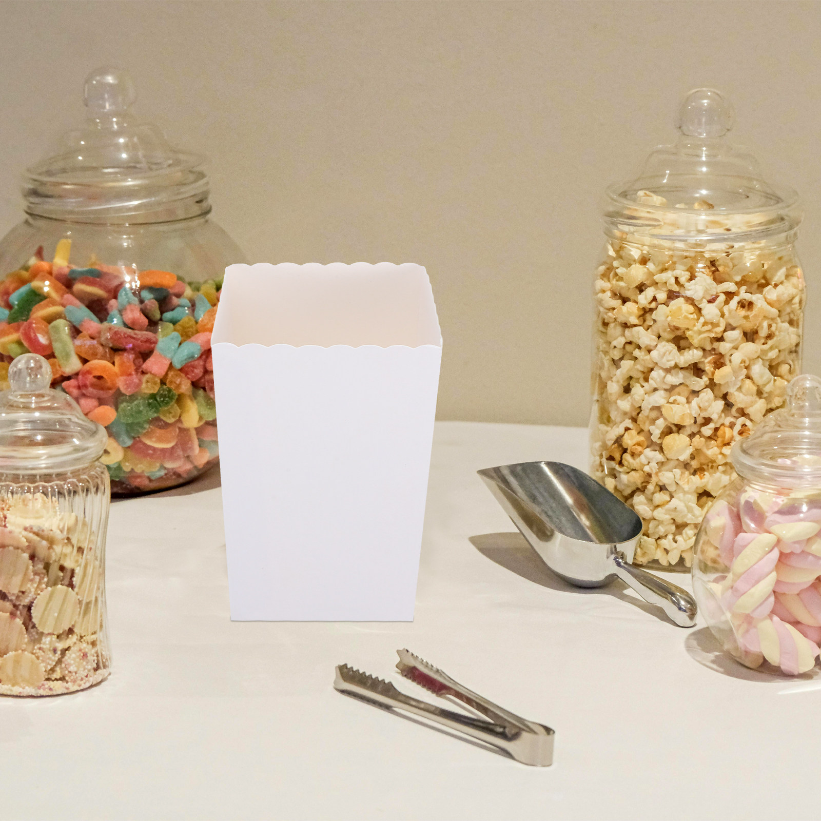 Event Party Box - 50 Stück Party Einweg-Popcorn-Boxen Schwarz-Weiß Papier-Snackboxen