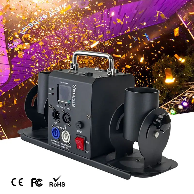 Confetti Cannon Tube - Bühneneffekte Doppelkopf-Konfetti-Maschine DMX512 Streamer Launcher Concierge