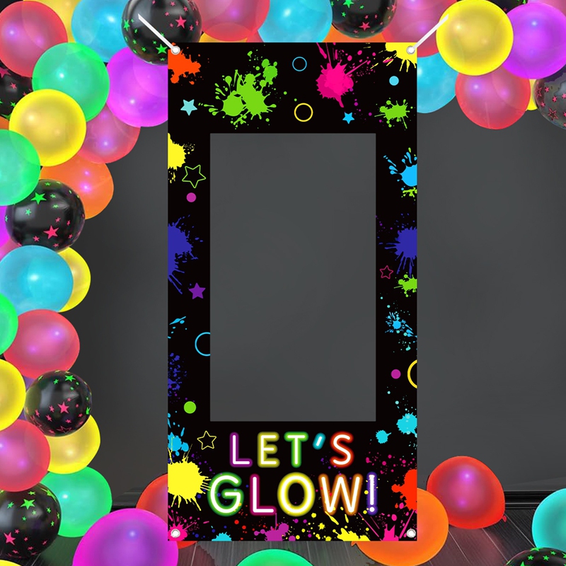 Let'S Party Event Supply - Let's Glow Fotobox-Rahmen Neon-Graffiti-Fotorahmen Hintergrund Happy