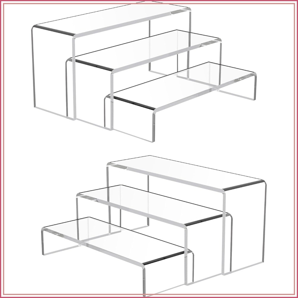 Cupcake Stand Tier - 6er-Pack Klare Cupcake-Präsentationsständer, 3-stufiger Rechteckiger Ständer