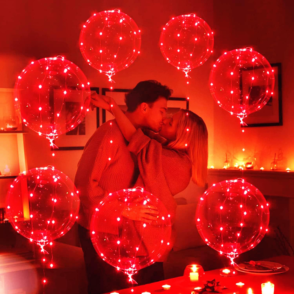 Led Balloon Light - 3er-Set rote LED-Leucht-Bobo-Ballons, leuchtende Blasenballons, Lichter,