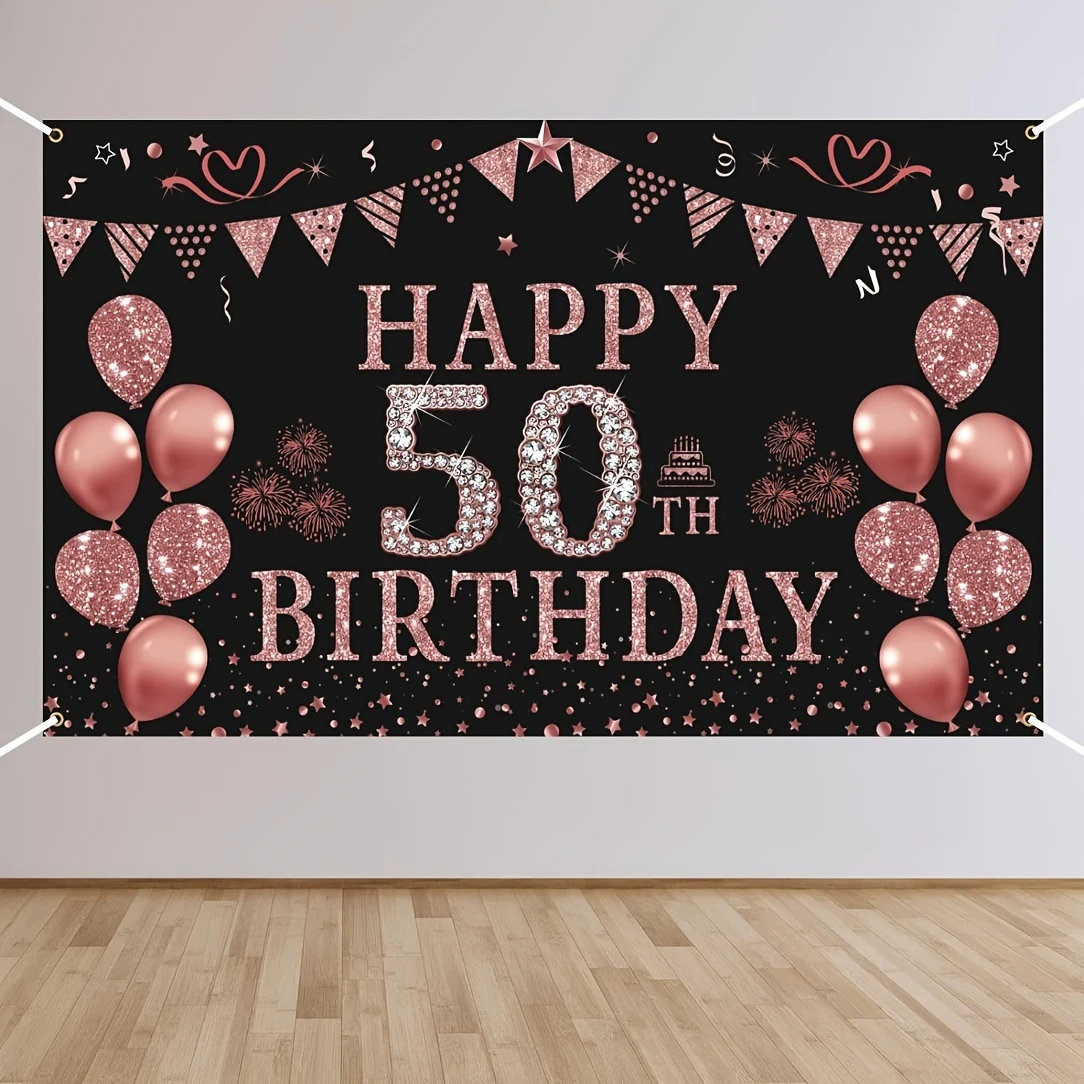 Party Banner Gold - Weibliche 50. Geburtstags dekoration-Roségold 50. Geburtstag