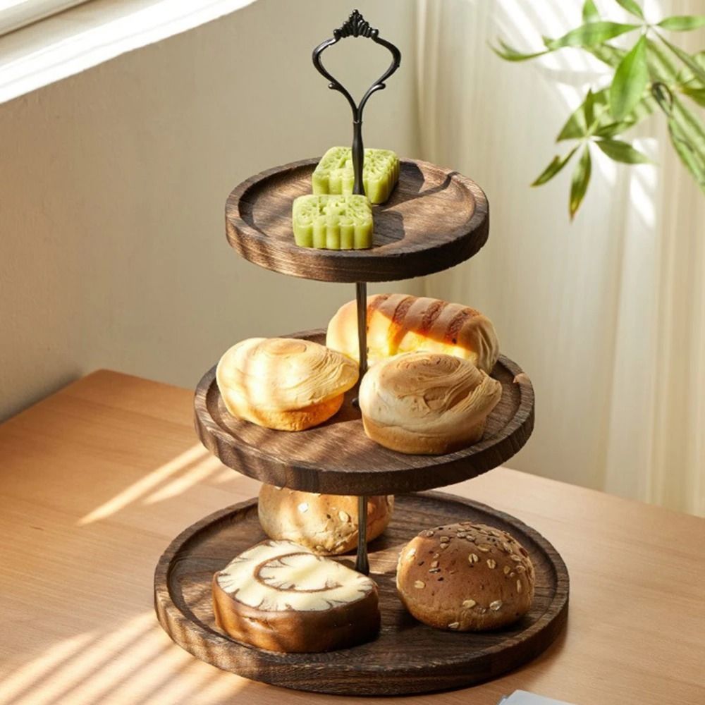 Cupcake Stand Tier - 2/3-stöckiger Holz-Cupcake-Ständer, abnehmbarer, robuster, runder, mehrstöckiger