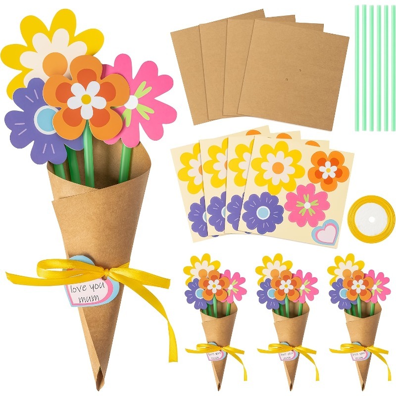Papercraft Supply Ribbon - 100-teiliges DIY-Blumenstrauß-Set mit Papierkarten, Etiketten und