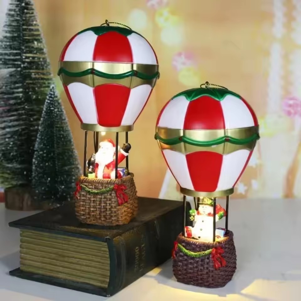 Led Balloon Light - Weihnachten leuchtende Ornamente, Weihnachtsmann Schneemann Heißluftballon