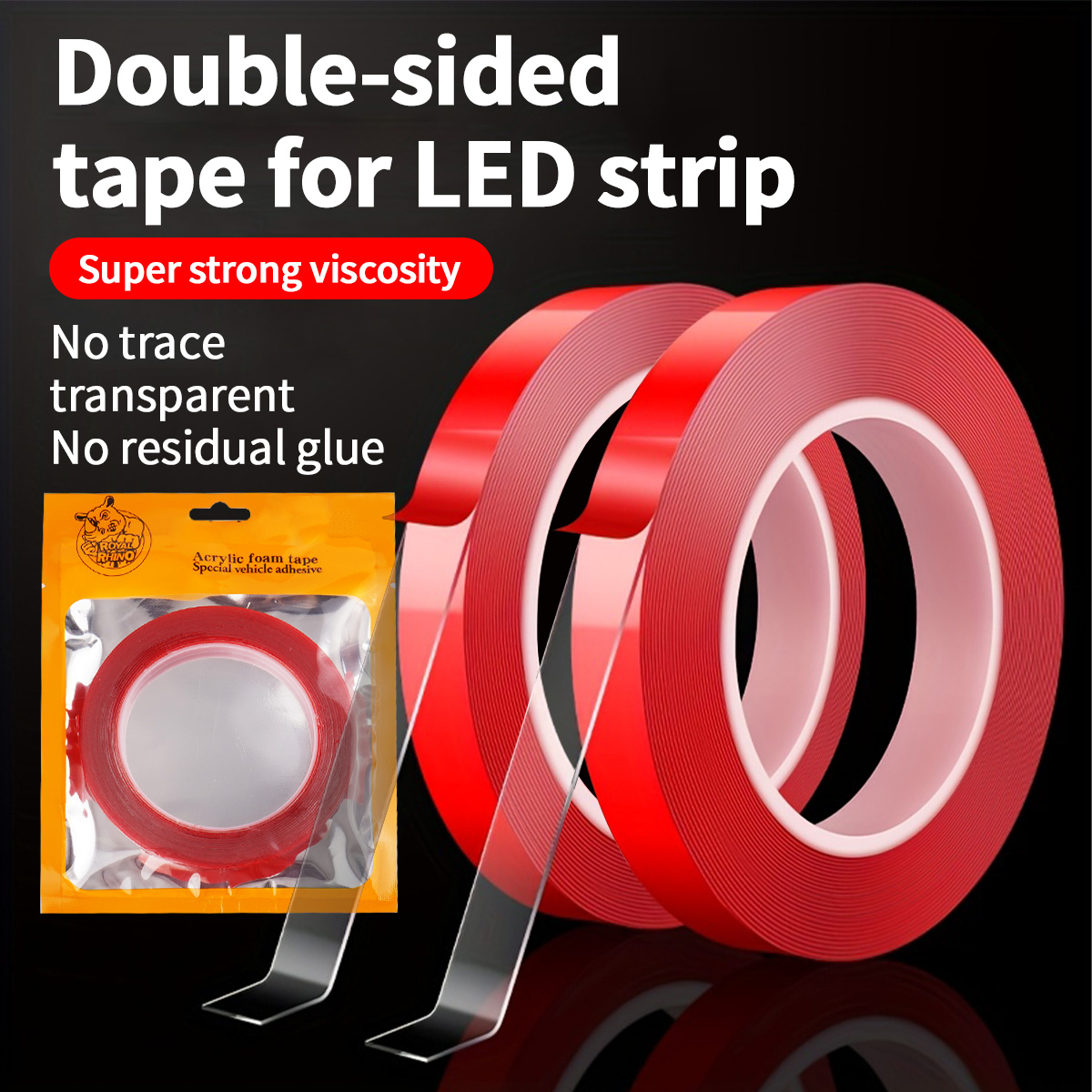 Led Balloon Light - LED-Lichtstreifen-Klebestreifen, doppelseitiges Nano-Acrylband, transparent, starke Haftung,