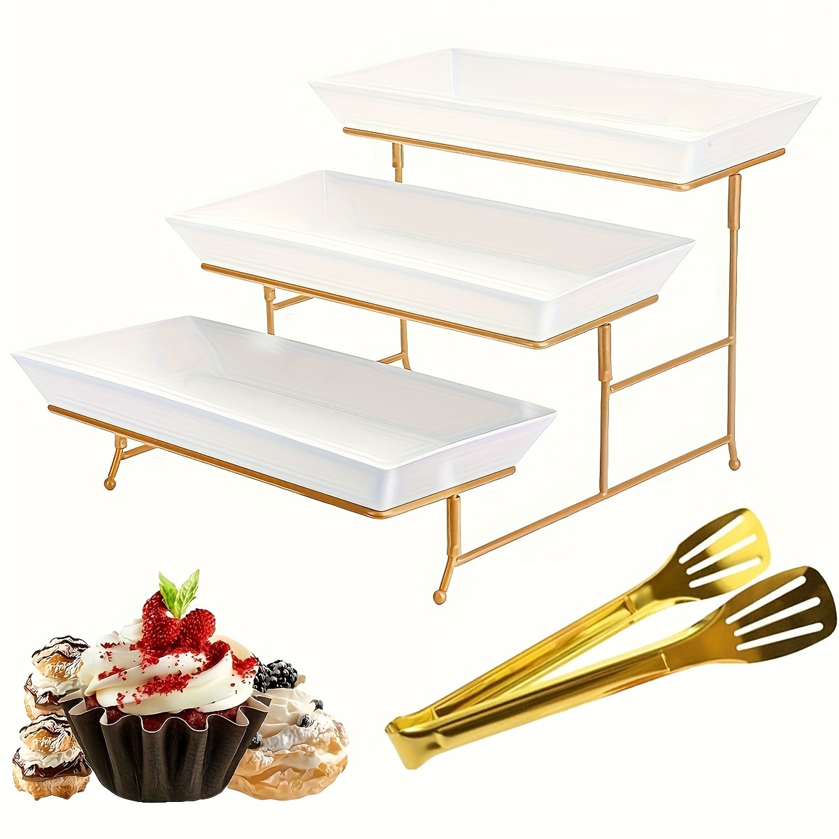 Weißer Etagen-Servierständer + – Cupcake Stand Tier Bewertung und Preis