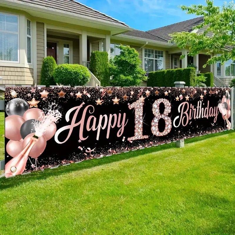 Banner zum 18. Geburtstag, Ros – Party Banner Gold Bewertung und Preis