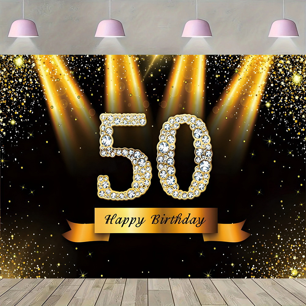 Goldglitzer 50. Fotohintergrun – Party Banner Gold Bewertung und Preis